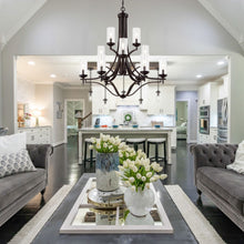 Load image into Gallery viewer, Elyton Chandelier in living room.