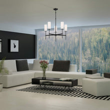 Load image into Gallery viewer, First Avenue Chandelier in living room.