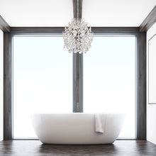 Load image into Gallery viewer, Isabella’s Crown Chandelier in bathroom.