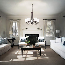 Load image into Gallery viewer, Overland Park Chandelier in living room.