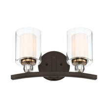 Load image into Gallery viewer, Studio 5 Bath Wall Light in Painted Bronze with Natural Brushed Brass (2-Light).