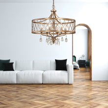 Load image into Gallery viewer, West Liberty Chandelier in living room.