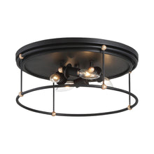 Load image into Gallery viewer, Westchester County Flush Mount Ceiling Light in Sand Coal with Skyline Gold Leaf.