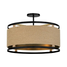 Load image into Gallery viewer, Windward Passage Semi Flush Mount Ceiling Light in Coal and Soft Brass.