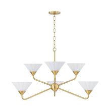 Load image into Gallery viewer, Kelsey Chandelier in Aged Brass.