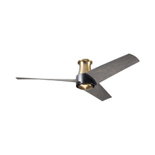 Load image into Gallery viewer, Ambit DC Flush Mount Ceiling Fan in Satin Brass/Matte Black (Graywash Blade).
