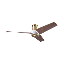 Load image into Gallery viewer, Ambit DC Flush Mount Ceiling Fan in Satin Brass/Matte White (Mahogany Blade).