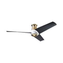Load image into Gallery viewer, Ambit DC Flush Mount Ceiling Fan in Satin Brass/Matte White (Matte Black Blade).