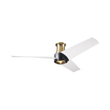 Load image into Gallery viewer, Ambit DC Flush Mount Ceiling Fan in Satin Brass/Matte Black (Matte White Blade).