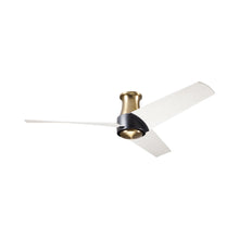 Load image into Gallery viewer, Ambit DC Flush Mount Ceiling Fan in Satin Brass/Matte Black (Whitewash Blade).
