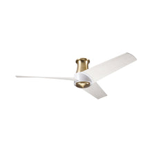 Load image into Gallery viewer, Ambit DC Flush Mount Ceiling Fan in Satin Brass/Matte White (Whitewash Blade).