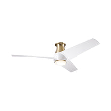 Load image into Gallery viewer, Ambit DC LED Flush Mount Ceiling Fan in Satin Brass/Matte White (Matte White Blade).