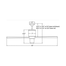 Load image into Gallery viewer, Lapa LED Ceiling Fan - line drawing.