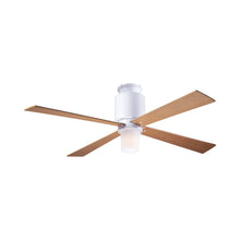 Load image into Gallery viewer, Lapa LED Flush Mount Ceiling Fan in Gloss White/Maple.