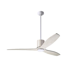 Load image into Gallery viewer, LeatherLuxe DC Ceiling Fan in Gloss White/Ivory Leather/Whitewash.