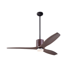 Load image into Gallery viewer, LeatherLuxe DC LED Ceiling Fan in Dark Bronze/Chocolate Leather/Mahogany.