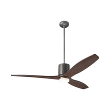 Load image into Gallery viewer, LeatherLuxe DC LED Ceiling Fan in Graphite/Gray Leather/Mahogany.