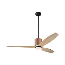Load image into Gallery viewer, LeatherLuxe DC LED Ceiling Fan in Dark Bronze/Tan Leather/Maple.