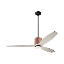 Load image into Gallery viewer, LeatherLuxe DC LED Ceiling Fan in Dark Bronze/Tan Leather/Whitewash.