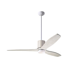 Load image into Gallery viewer, LeatherLuxe DC LED Ceiling Fan in Gloss White/Ivory Leather/Whitewash.