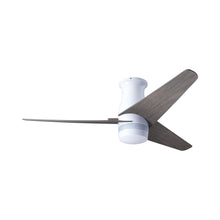Load image into Gallery viewer, Velo DC Flush Mount Ceiling Fan in Gloss White/Graywash.