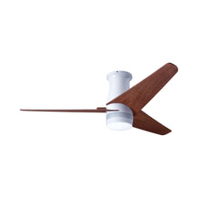 Load image into Gallery viewer, Velo DC Flush Mount Ceiling Fan in Gloss White/Mahogany.
