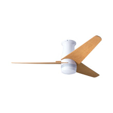 Load image into Gallery viewer, Velo DC Flush Mount Ceiling Fan in Gloss White/Maple.