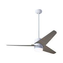 Load image into Gallery viewer, Velo DC LED Ceiling Fan in Gloss White/Graywash.