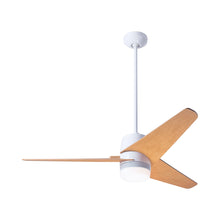 Load image into Gallery viewer, Velo DC LED Ceiling Fan in Gloss White/Maple.