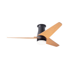Load image into Gallery viewer, Velo DC LED Flush Mount Ceiling Fan in Dark Bronze/Maple.