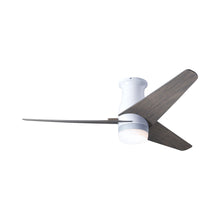 Load image into Gallery viewer, Velo DC LED Flush Mount Ceiling Fan in Gloss White/Graywash.