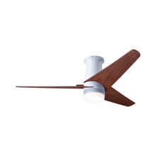 Load image into Gallery viewer, Velo DC LED Flush Mount Ceiling Fan in Gloss White/Mahogany.