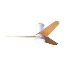 Load image into Gallery viewer, Velo DC LED Flush Mount Ceiling Fan in Gloss White/Maple.