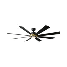 Load image into Gallery viewer, Aura Ceiling Fan in Soft Brass/Matte Black.