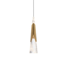 Load image into Gallery viewer, Kilt LED Mini Pendant Light in Aged Brass (3000K).