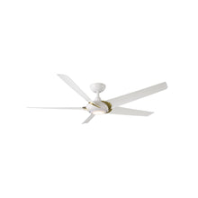 Load image into Gallery viewer, Lucid Ceiling Fan in Soft Brass Arms/Matte White.