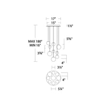 Load image into Gallery viewer, Pisces LED Chandelier - line drawing.