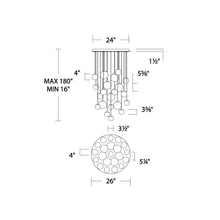 Load image into Gallery viewer, Pisces LED Chandelier - line drawing.