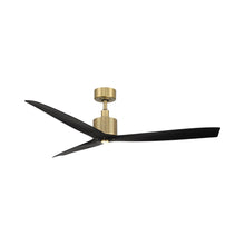 Load image into Gallery viewer, Spinster Outdoor LED Ceiling Fan in Soft Brass/Matte Back.