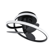Load image into Gallery viewer, Veloce Outdoor LED Flush Mount Ceiling Fan in Black.
