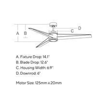 Load image into Gallery viewer, Armstrong LED Ceiling Fan - line drawing.