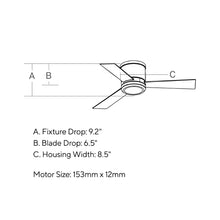 Load image into Gallery viewer, Clarity II LED Ceiling Fan - line drawing.