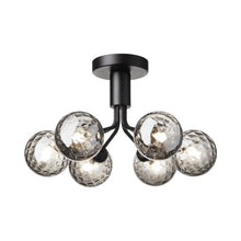 Load image into Gallery viewer, Apiales Semi Flush Mount Ceiling Light in Satin Black/Optic Smoked (6-Light).
