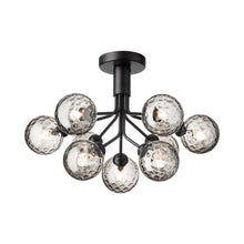 Load image into Gallery viewer, Apiales Semi Flush Mount Ceiling Light in Satin Black/Optic Smoked (9-Light).