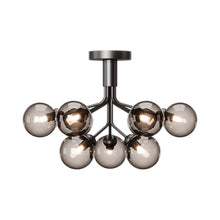 Load image into Gallery viewer, Apiales Semi Flush Mount Ceiling Light in Satin Black/Smoked Black (9-Light).