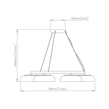 Load image into Gallery viewer, Blossi LED Chandelier - line drawing.