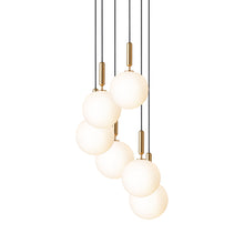 Load image into Gallery viewer, Miira Chandelier in Brass/Opal White (6-Light/14.1-Inch).