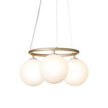 Load image into Gallery viewer, Miira Circular Chandelier in Brass/Opal White (3-Light).