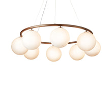 Load image into Gallery viewer, Miira Circular Chandelier in Dark Bronze/Opal White (8-Light).