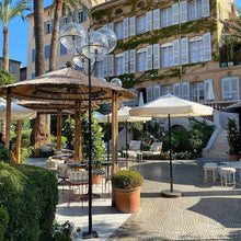 Load image into Gallery viewer, Lyndon Outdoor Floor Lamp in outside area.